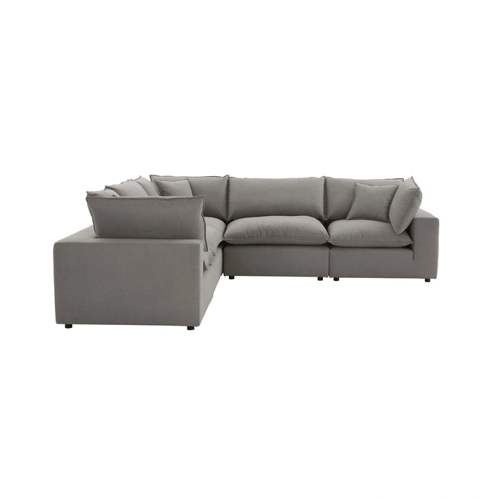 Cali 5-Piece Brown Leather Modular L-Sectional