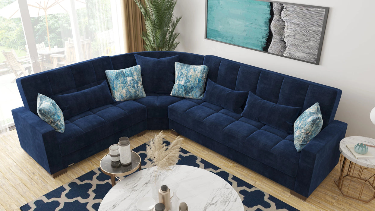 Ottomanson Armada Collection Upholstered Convertible Sectional with Storage