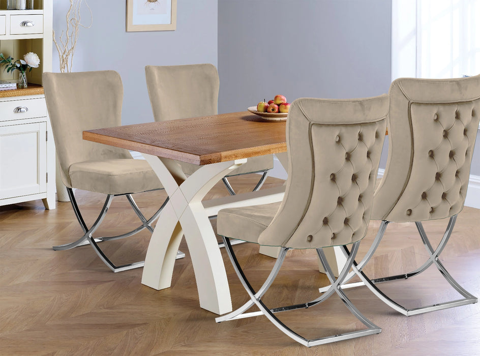 Ottomanson Royal Collection Upholstered Gold Legged Dining Chair, Set of 2