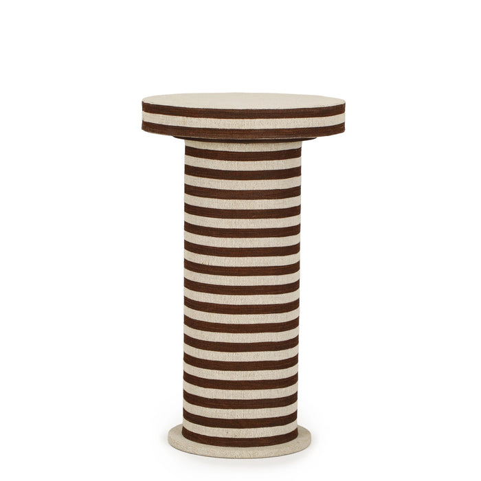 Lyra Natural Striped Cotton Jute Contract-Grade Side Table