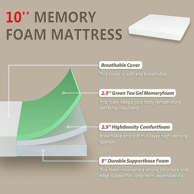 Forsythia 10" Green Tea Gel Memory Foam