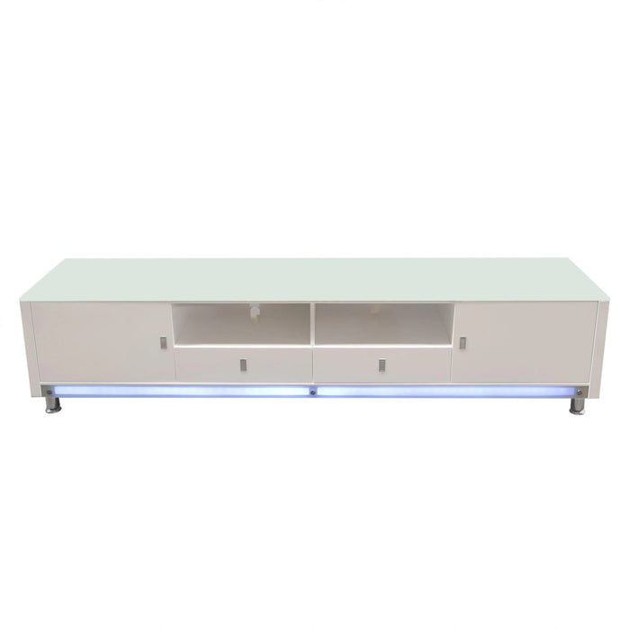 K99 83 Inch Low Profile Entertainment Cabinet in White Lacquer Finish w/ RGB Multi-Color Accent Light by Diamond Sofa