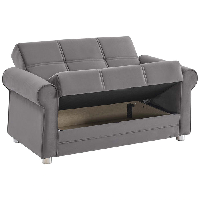 Ottomanson Sara Collection Upholstered Convertible Loveseat with Storage