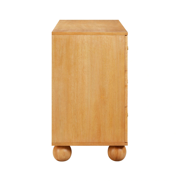 Grappa 62" Natural Wood & Raffia Wavy 6-Drawer Dresser