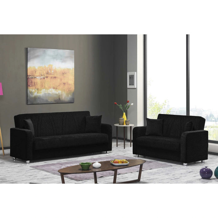 Ottomanson Elegance Collection Upholstered Convertible Loveseat with Storage