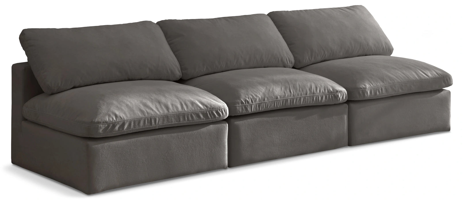 Plush Grey Velvet Standard Cloud Modular Sofa