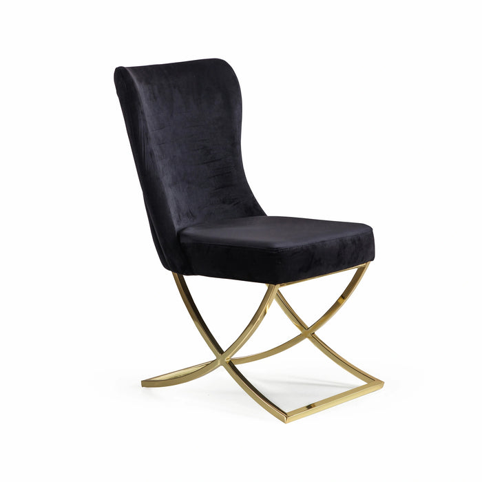 Ottomanson Royal Collection Upholstered Gold Legged Dining Chair, Set of 2