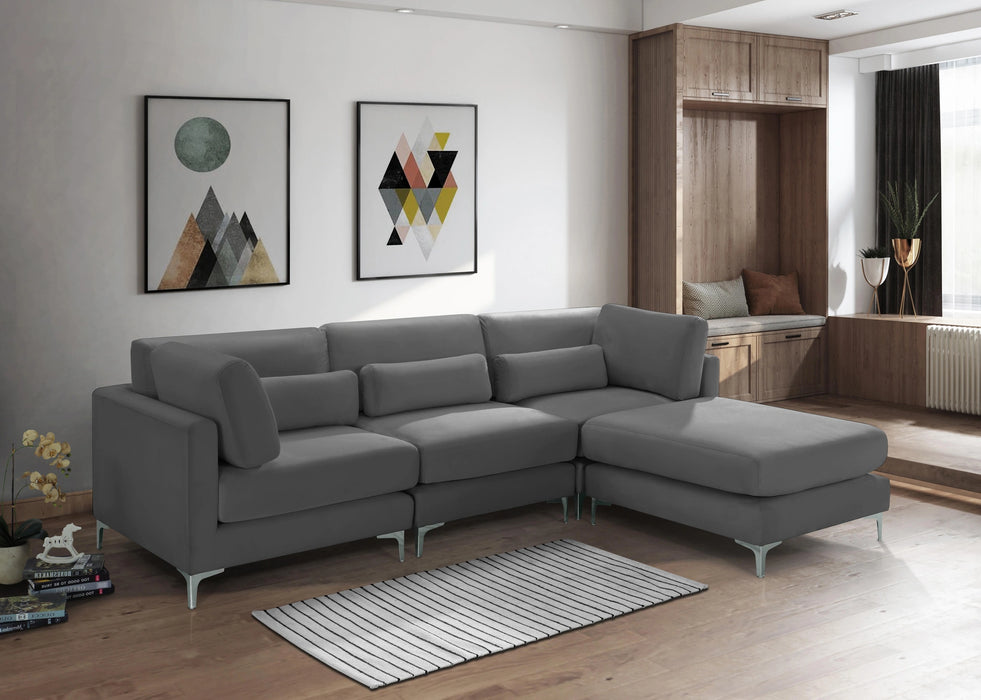 Julia Grey Velvet Modular Sectional (4 Boxes)