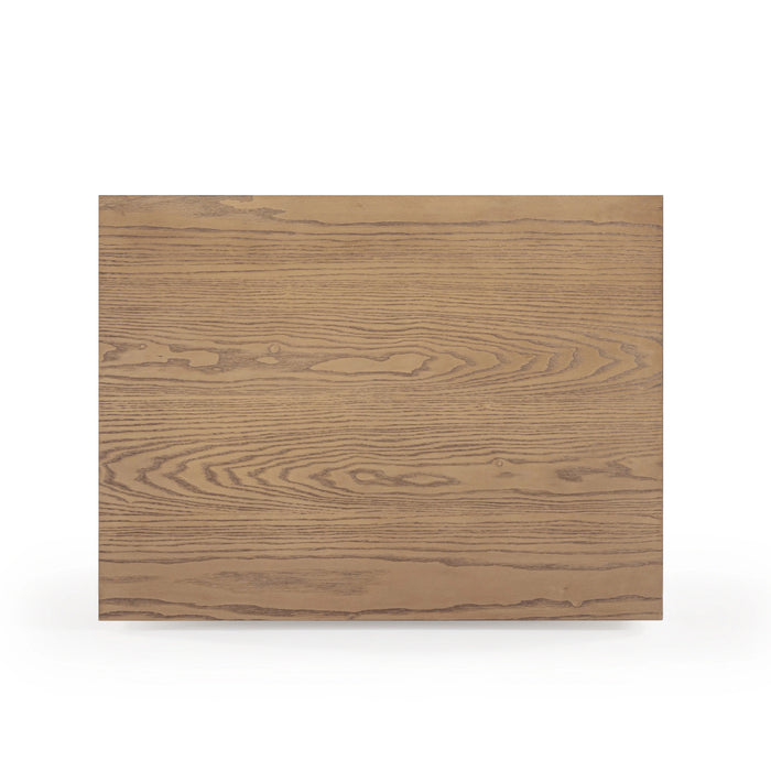 Laurentis 23.5" Light Taupe Suede and Wood 3-Drawer Nightstand
