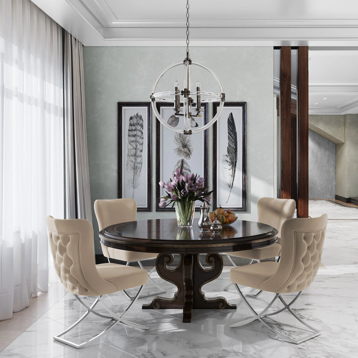 Ottomanson Royal Collection Upholstered Gold Legged Dining Chair, Set of 2