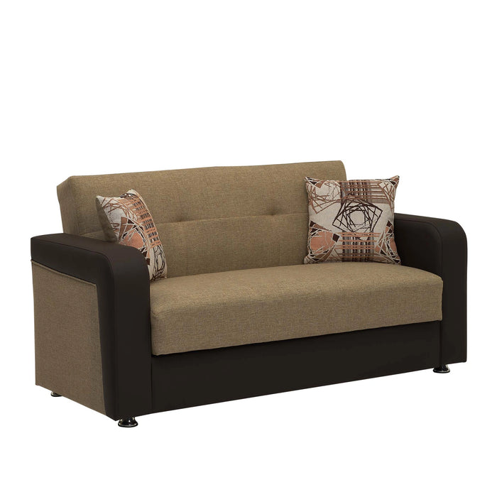 Ottomanson Harmony Collection Upholstered Convertible Loveseat with Storage