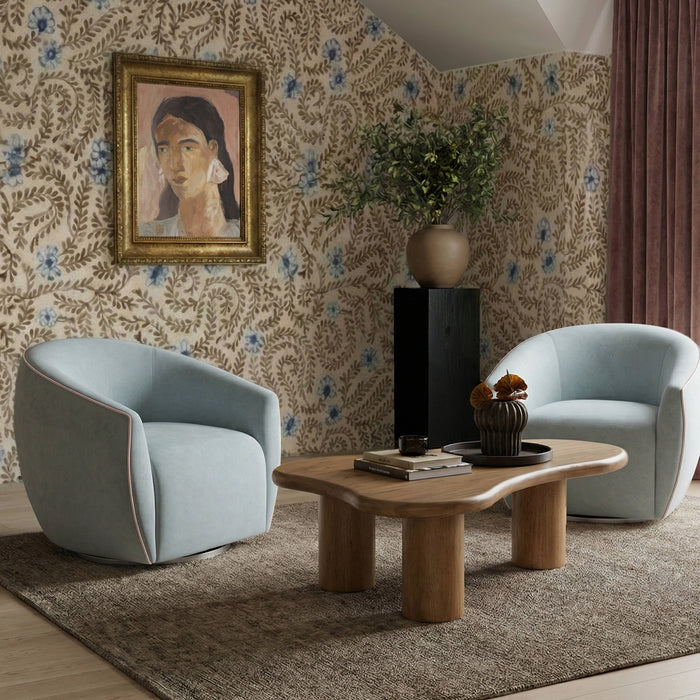 Jordan Contrast Piping Performance Velvet Swivel Accent Chair