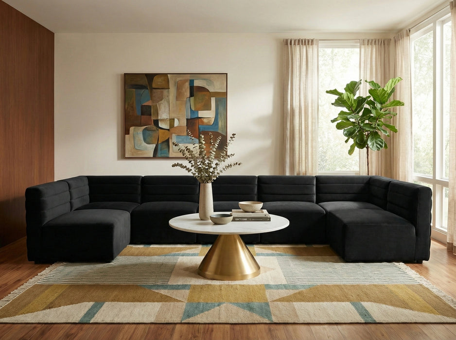 Quincy Black Velvet Modular Sectional