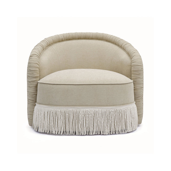 Pamela Tan Performance Chenille Tasseled Lounge Accent Chair