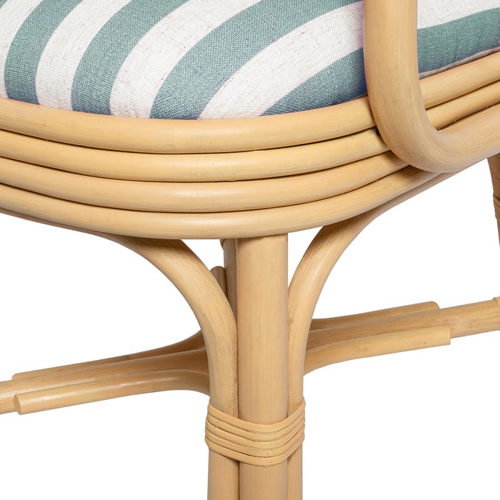 Dorine Striped Performance Linen &amp; Rattan Dining Armchair