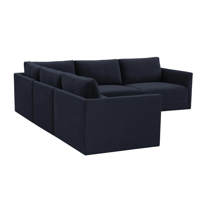 Willow 5-Piece Performance Velvet Modular L Sectional