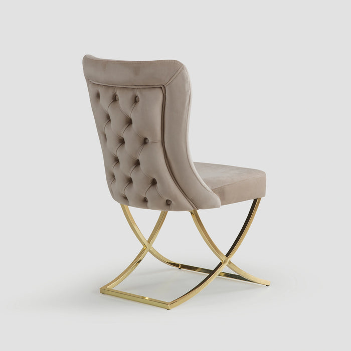 Ottomanson Royal Collection Upholstered Gold Legged Dining Chair, Set of 2