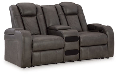 Fyne-Dyme Power Reclining Loveseat with Console - Home And Beyond
