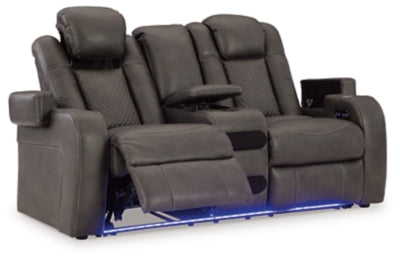 Fyne-Dyme Power Reclining Loveseat with Console - Home And Beyond