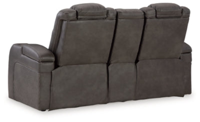 Fyne-Dyme Power Reclining Loveseat with Console - Home And Beyond