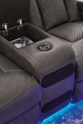 Fyne-Dyme Power Reclining Loveseat with Console - Home And Beyond