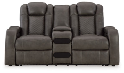 Fyne-Dyme Power Reclining Loveseat with Console - Home And Beyond