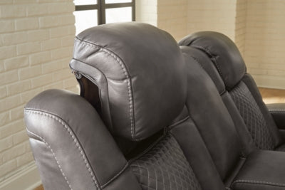 Fyne-Dyme Power Reclining Loveseat with Console - Home And Beyond