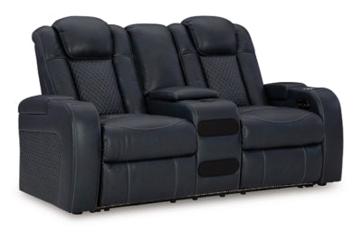 Fyne-Dyme Power Reclining Loveseat with Console - Home And Beyond