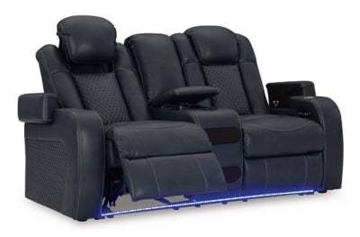 Fyne-Dyme Power Reclining Loveseat with Console - Home And Beyond