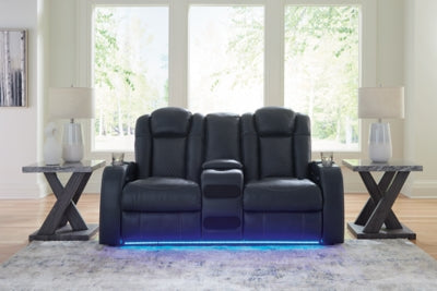 Fyne-Dyme Power Reclining Loveseat with Console - Home And Beyond