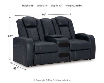 Fyne-Dyme Power Reclining Loveseat with Console - Home And Beyond