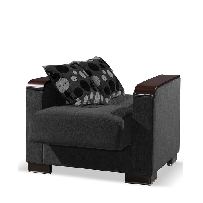 Ottomanson Armada X Collection Upholstered Convertible Wood Trimmed Armchair with Storage