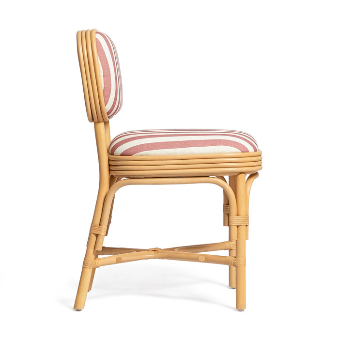 Dorine Striped Performance Linen &amp; Rattan Dining Chair
