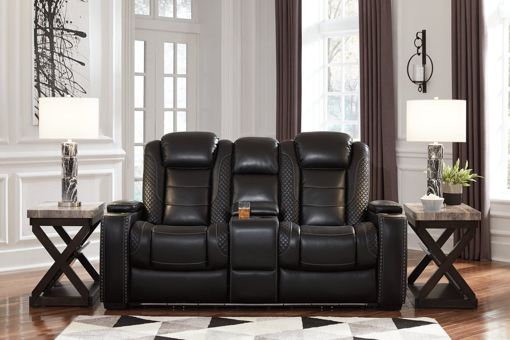 Party Time Power Reclining Loveseat with Console - Home And Beyond