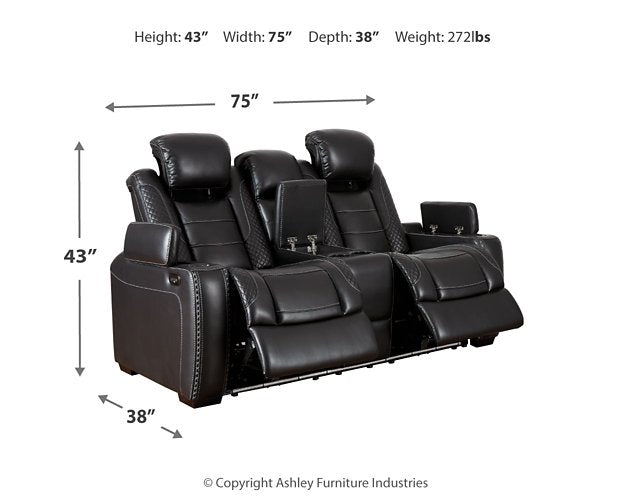 Party Time Power Reclining Loveseat with Console - Home And Beyond