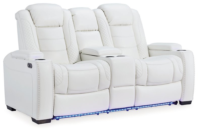 Party Time Power Reclining Loveseat with Console - Home And Beyond