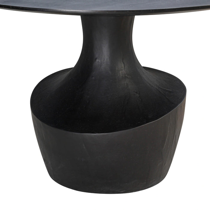 Gevra 54" Black Acacia & Faux Plaster Round Dining Table
