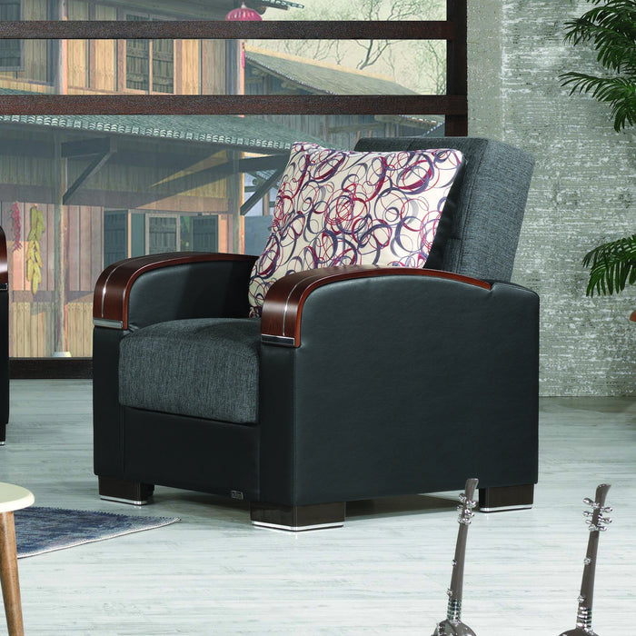 Ottomanson Mobimax Collection Upholstered Convertible Armchair with Storage