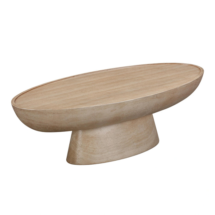 Eclipse 47" Textured Faux Travertine Indoor/Outdoor Coffee Table