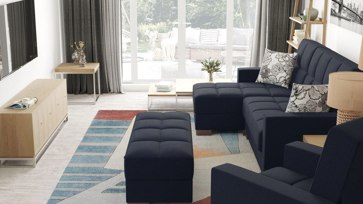 Ottomanson Armada Collection Upholstered Ottoman with Storage