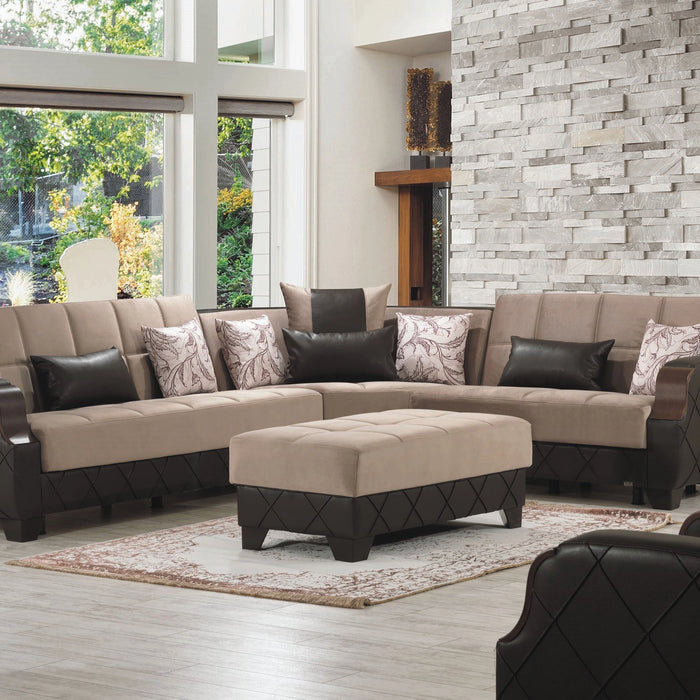 Ottomanson Molina Collection Upholstered Convertible Ottoman with Storage