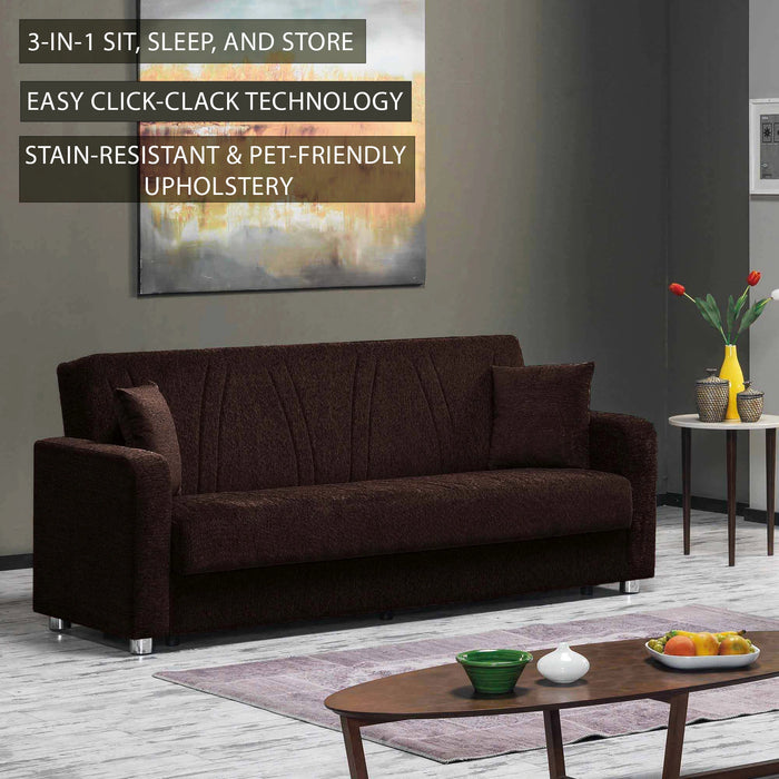 Ottomanson Elegance Collection Upholstered Convertible Sofabed with Storage