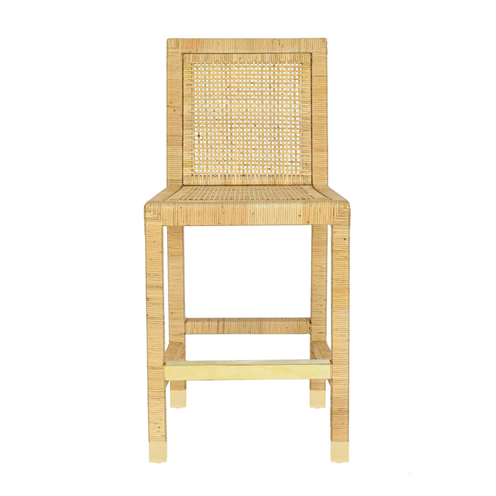 Amara Rattan &amp; Cream Contract-Grade Linen Stool