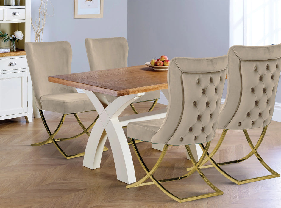 Ottomanson Royal Collection Upholstered Gold Legged Dining Chair, Set of 2