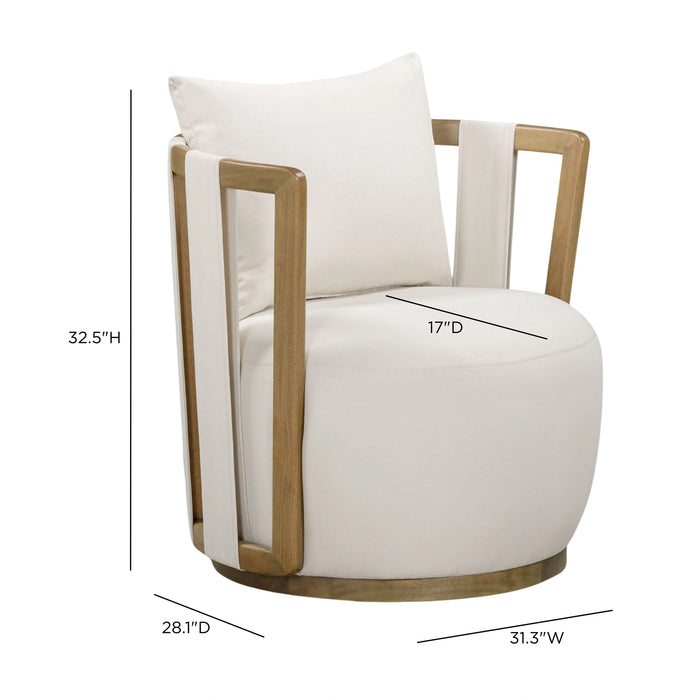 Paolo Cream Upcycled Basketweave Fabric Outdoor Accent Chair