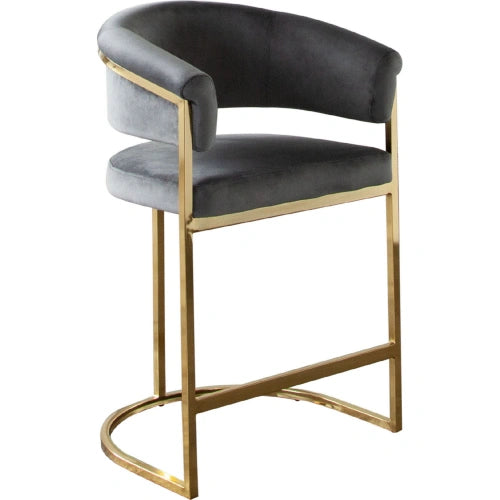 Solstice Counter Height Chair in Grey Velvet w/ Polished Gold Metal Frame