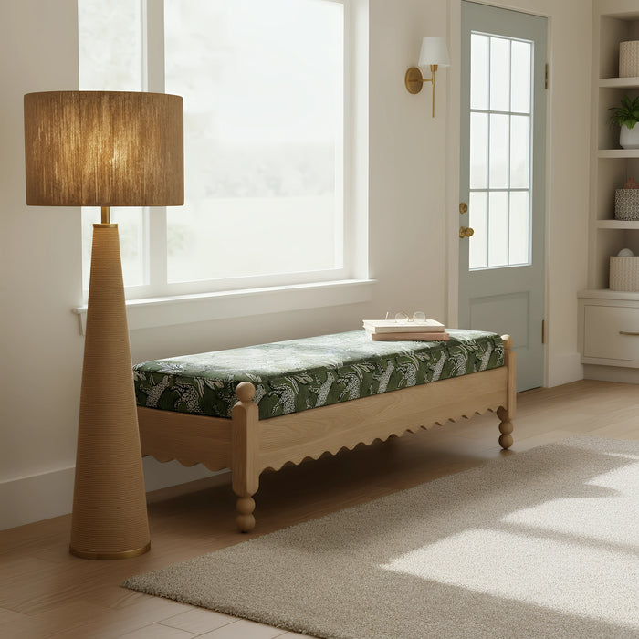 Thelma 56" Leopard Performance Jacquard Fabric Bench