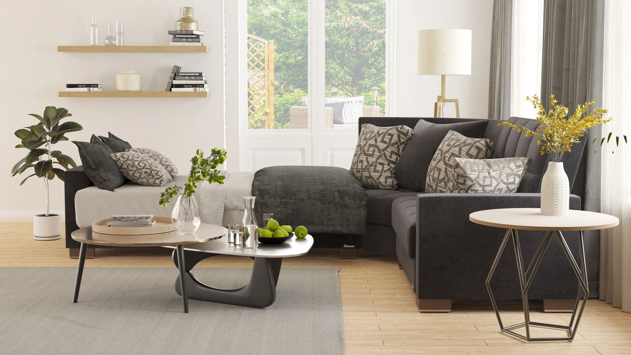 Ottomanson Armada Collection Upholstered Convertible Sectional with Storage