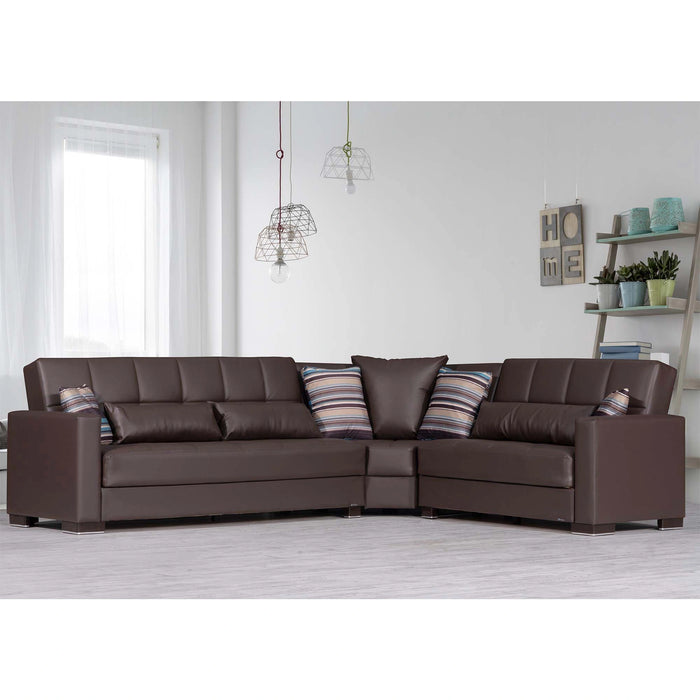 Ottomanson Armada Collection Upholstered Convertible Sectional with Storage