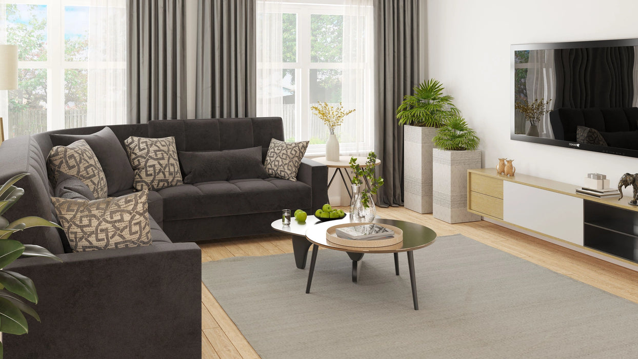 Ottomanson Armada Collection Upholstered Convertible Sectional with Storage